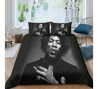 SUFFERBOW Jimi Hendrix Comforter Covers Duvet Cover Quilt Cover 3D Print Guitar for Boys Girls Soft Microfiber with Pillow Cases Bedding Set with Zipper Closure 3 Pieces King（220x240cm）