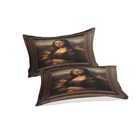 SUFFERBOW Mona Lisa Duvet Cover Set 3 PCS Hotel Quality Quilt Cover Bedding Set Bed Covers with Pillowcases with Zipper Closure Hypoallergenic Soft Breathable Microfiber Double(200x200cm)