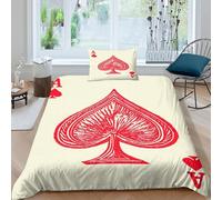 SUFFERBOW Playing Card Comforter Covers for Teens And Adults Duvet Cover 3D Print Poker Quilt Cover Soft Microfiber with Pillow Cases Bedding Set with Zipper Closure 3 Pieces Single（135x200cm）