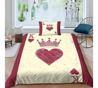 SUFFERBOW Playing Card for Teens And Adults 3D Print Poker Comforter Covers Duvet Cover Quilt Cover with Pillow Cases with Zipper Closure Bedding Set Soft Microfiber 3 Pieces Single（135x200cm）