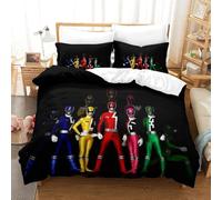 SUFFERBOW Power Rangers 3D Printed TV Duvet Cover for Boys Girls Comforter Covers Quilt Cover Bedding Set Soft Microfiber with Pillow Cases with Zipper Closure 3 Pieces Single（140x200cm）