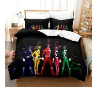 SUFFERBOW Power Rangers Comforter Covers Duvet Cover for Boys Girls 3D Print TV Quilt Cover Bedding Set with Pillow Cases with Zipper Closure Soft Microfiber 3 Pieces King（220x240cm）
