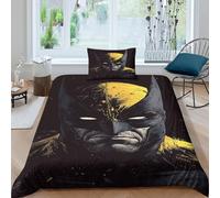 SUFFERBOW Wolverine Quilt Cover for Boys Girls 3D Print Logan Duvet Cover Comforter Covers with Pillow Cases Bedding Set Soft Microfiber with Zipper Closure 2 Pieces Single(135x200cm)