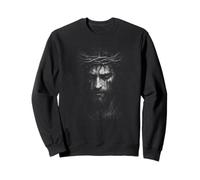 Suffering Jesus Christ with Crown Of Thorns Portrait Sweatshirt