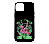 Suffering Summer Skeleton Flamingo Float Humor Case for iPhone 15 Plus