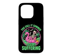 Suffering Summer Skeleton Flamingo Float Humor Case for iPhone 15 Pro