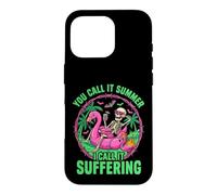 Suffering Summer Skeleton Flamingo Float Humor Case for iPhone 16 Pro