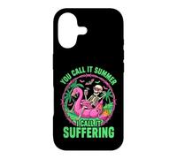 Suffering Summer Skeleton Flamingo Float Humor Case for iPhone 17