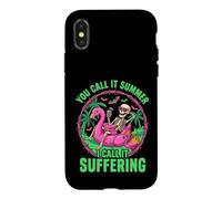 Suffering Summer Skeleton Flamingo Float Humor Case for iPhone X/XS
