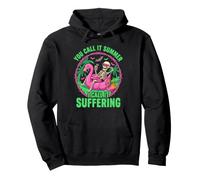Suffering Summer Skeleton Flamingo Float Humor Pullover Hoodie