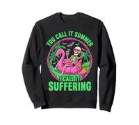 Suffering Summer Skeleton Flamingo Float Humor Sweatshirt
