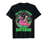 Suffering Summer Skeleton Flamingo Float Humor T-Shirt