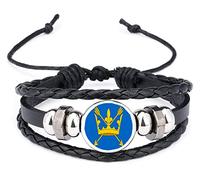 Suffolk County England Black Leather Bracelet and Velvet Gift Bag