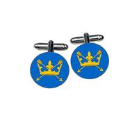 Suffolk County Flag Cufflinks - Premium Brass Alloy with Silver Finish, Vibrant Flag Design, Gift Boxed - Gift for County Pride, Weddings & Special Occasions