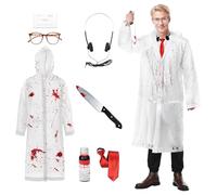 Suffolly Adults Psycho Costume 7pcs Halloween Costume Set American Psychology Character Cosplay Costumes Halloween Costumes Psycho Costumes for Men (Style A)