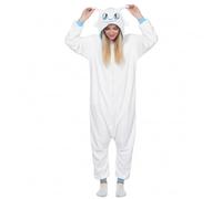 Suffolly Animal Costume One Piece Pyjamas for Women Men (UK, Alpha, M, Regular, Regular, White)