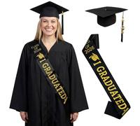 Suffolly Graduation Hat Graduation Gown Accessories 2Pcs Graduation Cap Set Class of 2026 Black Bachelor Hat Adult with Tassel and Graduated Sash for Graduation Decoration Ceremony (B)