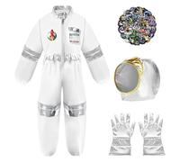 Suffolly Kids Astronaut Costume Boys World Book Day Costumes for Boys Space Suit Kids And 50 Pcs Astronaut Stickers Astronaut Costume Spaceman Costume World Book Day Costumes (Astronaut, 110)