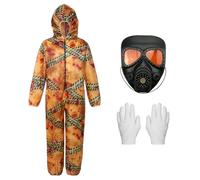 Suffolly Zombie Costume Kids,Kids Zombie Costume Boys Includes Gloves,Biohazard Jumpsuit and Mask Halloween Costume Fancy Dress Halloween Costumes for Boy(Yellow, L)
