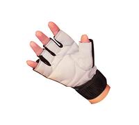 Sufiah Mens Leather Weightlifting Mitts Bodybuilding Gym Training Gloves Wheelchair Finger Less Padded (M-L)