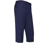 Sufiah New Womens Ladies Half Elasticated Waist 3/4 Three Quarter Cropped Trousers Pants Plus Size 10 12 14 16 18 20 22 24 (Navy, 14)