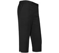 Sufiah New Womens Ladies Half Elasticated Waist 3/4 Three Quarter Cropped Trousers Pants Plus Size 10 12 14 16 18 20 22 24 (Black, 14)