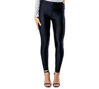 Sufiah New Women's Shiny Elasticated Waist Stretchy Disco Leggings Dance Ladies Slim Fit Clubwear Tights