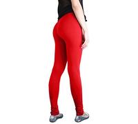 Sufiah Womens Running Yoga Tights Plain Full Length Ladies Long Stretch Leggings Pants Everyday Skinny Jeggings (XL, Red)
