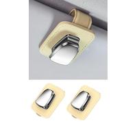suflywe 2PCS Suede Leather Sunglasses Holder for Car, Super Stable Visor Sunglasses Holder Clip, Won't Deform The Sunglasses Temples, One-Handed-Operation Universal Fit (Beige)