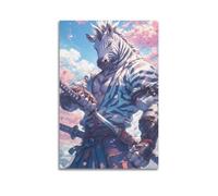 SUFOGBVG Samurai Zebra Sakura Decorative Poster Poster Decorative Painting Canvas Wall Posters And Art Picture Print Modern Family Bedroom Decor Posters 24x36inch(60x90cm)