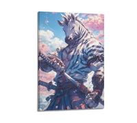 SUFOGBVG Samurai Zebra Sakura Decorative Poster Poster Decorative Painting Canvas Wall Posters And Art Picture Print Modern Family Bedroom Decor Posters 16x24inch(40x60cm)