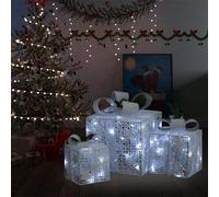 Sufrk Decorative Boxes 3 pcs White Outdoor Indoor-Light Up Christmas Parcels,Lighted Presents Box with Bowknot,Plug in Lights for Xmas Tree,Porch,Fireplace,Garden,Gift,Indoor Decoration