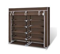 Sufrk Fabric Shoe Cabinet with Cover 115 x 28 x 110 cm Brown,Shoes Rack with Dustproof Cover,Shoe Storage Cabinet,Shoe Organiser,Shoe Stand Holds 40-50 Pairs of Shoes,for Living Room,Hallway