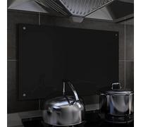 Sufrk Kitchen Backsplash Black 80x50 cm Tempered Glass,Tempered Glass Splashback for Kitchen,Toughened Glass Heat Resistant Splashbacks for Cookers - Pre-Drilled Holes with Fixing