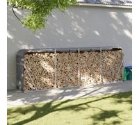 Sufrk Log Holder Anthracite 300x45x100 cm Galvanised Steel-Firewood Rack, Heavy Duty Fireplace Log Holder, Indoor Outdoor Wood Storage Stacking Shelf