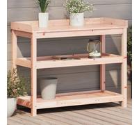 Sufrk Potting Table with Shelves 108x45x86.5 cm Solid Wood Douglas,Wooden Garden Potting Table with Drawer Flower Plant Work Bench Workstation Tool Storage Shelves Outdoor