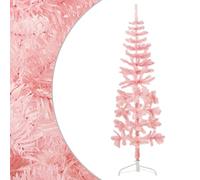 Sufrk Slim Artificial Half Christmas Tree with Stand Pink 180 cm,Artificial Christmas Tree Hinged Spruce Xmas Tree,Foldable Metal Stand for Home/Office Holiday Decoration Indoor & Outdoor