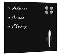 Sufrk Wall Mounted Magnetic Board Glass 60x60 cm-Magnetic Board for Wall,Magnet Notice Board to Display Magnetic Letters Numbers Animal,Poetry,Spice Jars,Notes,Photos,Suitable for Refrigerator,Cubicl