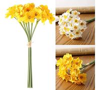 SUFUBAI 2 Bunch Narcissus Artificial Flowers, Fake Silk Narcissus Flowers Artificial Daffodils Flowers Fake Silk Flower Arrangement for Home Table Centerpieces