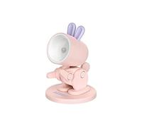 SUFUBAI Cartoon Mini Magnetic Base DIY Cute Rabbit LED Desk Lamp Portable Adjustable Night Light Eye-Protection for Home Office Dorm Room Girl Boy Decor Gift(Rabbit-Pink)