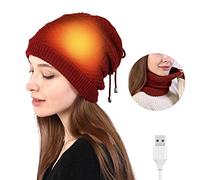 SUFUBAI Heated Beanie Hat - USB Electric Warm Skull Beanie for Men & Women - Winter Battery Heat Protection - Rechargeable (Red)