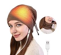 SUFUBAI Heated Hat USB Electric Warm Heated Beanie Hat Men Women Winter Battery Heat Skull Beanie Warm Winter Cold Protection Outdoor Rechargeable Warm Heated Hat(Khaki)