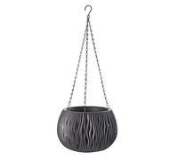 SUFUBAI Self Watering Hanging Basket, Plastic Hanging Pots Round Hanging Basket Planter Hanging Planters with Drain Hole for Outdoor Indoor Plants, Grey