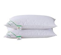 SUFUEE Luxury Goose Feather and Down Pillows Pair with 100% Cotton Cover | Medium and Soft Firmness, Hotel Quality(48X74cm)