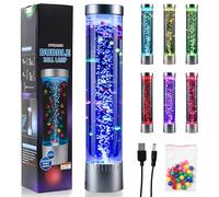 SUFUS 20" Bubble Tube Lamp with 30 Acrylic Colored Beads and 7 Changing LED Colors, USB Powered Sensory Lights for Autism ADHD and Special Needs, Decorative Gift Aquarium Lamp for Home and Office