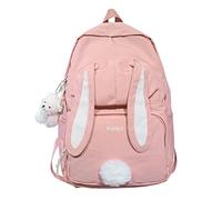 SUFUZEGA Kawaii Bunny Ear Backpack with Cute Bear Pendant for Girl Student Teen School Bag Book Bag Travel Backpack, A-pink, L, Classic