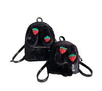 SUFUZEGA Kawaii Plush Bunny Ear Pink Backpack Cute Fuzzy Fluffy Rabbit Daypack for Women Girl Small Mini Backpack, Iblack, S