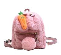 SUFUZEGA Kawaii Plush Bunny Ear Pink Backpack Cute Fuzzy Fluffy Rabbit Daypack for Women Girl Small Mini Backpack, Cpink, S, Daypack Backpacks