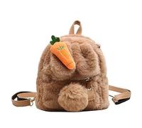 SUFUZEGA Kawaii Plush Bunny Ear Pink Backpack Cute Fuzzy Fluffy Rabbit Daypack for Women Girl Small Mini Backpack, Fkhaki, S