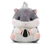 SUFUZEGA Kawaii Plush Bunny Ear Pink Backpack for Women Girl with Pocket Cute Fuzzy Fluffy Hamster Dog Daypack, Grey Hamster, Daypack Backpacks